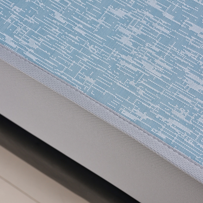 91家纺网 家纺一手货源 找家纺 芯诗曼家纺 2025新款三明治凉感丝提花冰丝席凉席三件套 莫兰-蓝灰床笠款