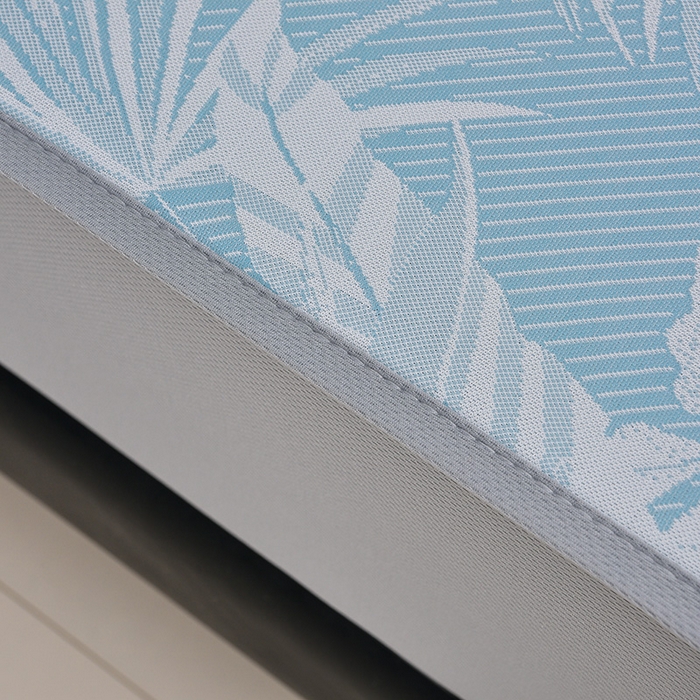 91家纺网 家纺一手货源 找家纺 芯诗曼家纺 2025新款三明治凉感丝提花冰丝席凉席三件套 叶语恋-蓝床笠款