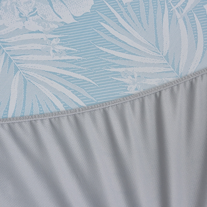 91家纺网 家纺一手货源 找家纺 芯诗曼家纺 2025新款三明治凉感丝提花冰丝席凉席三件套 叶语恋-蓝床笠款