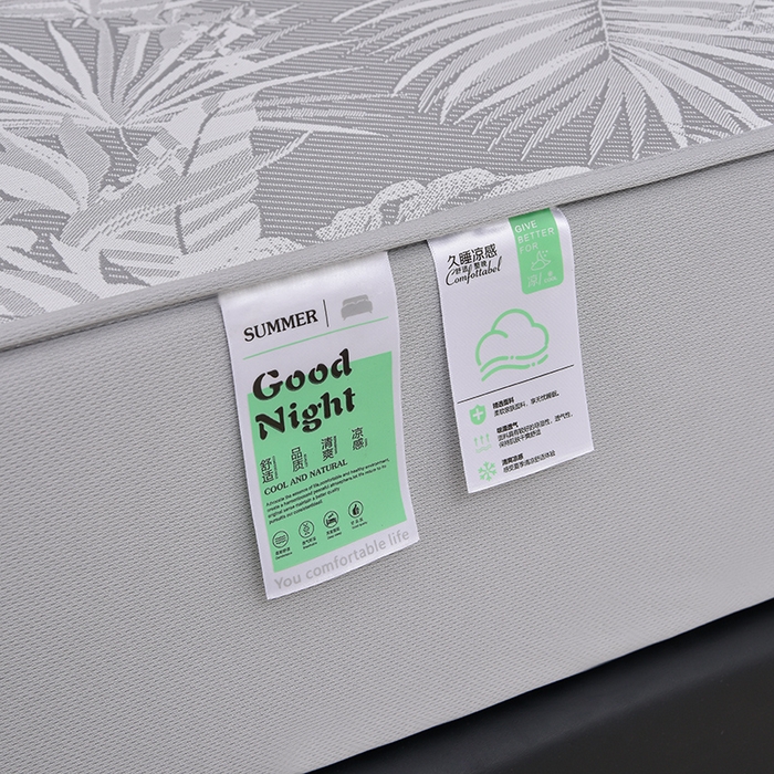 91家纺网 家纺一手货源 找家纺 芯诗曼家纺 2025新款三明治凉感丝提花冰丝席凉席三件套 叶语恋-灰床笠款