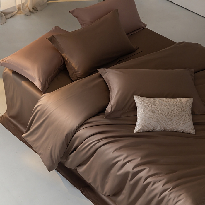 91家纺网 家纺一手货源 找家纺 轩和 2024新款70支埃及匹马棉纯色四件套床笠床单款5个尺寸不断货 谷香棕