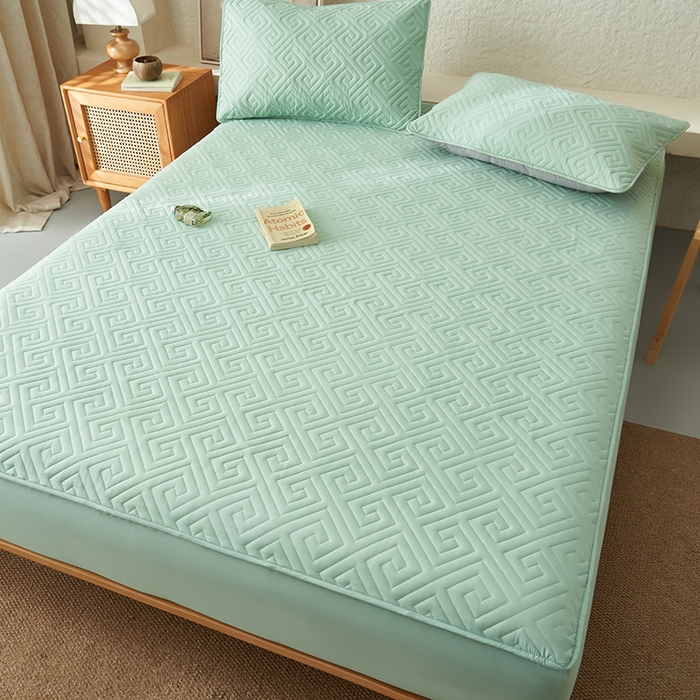 91家纺网 家纺一手货源 找家纺 （总）鑫琪莱家纺 2025新款水洗棉绗绣夹棉床笠