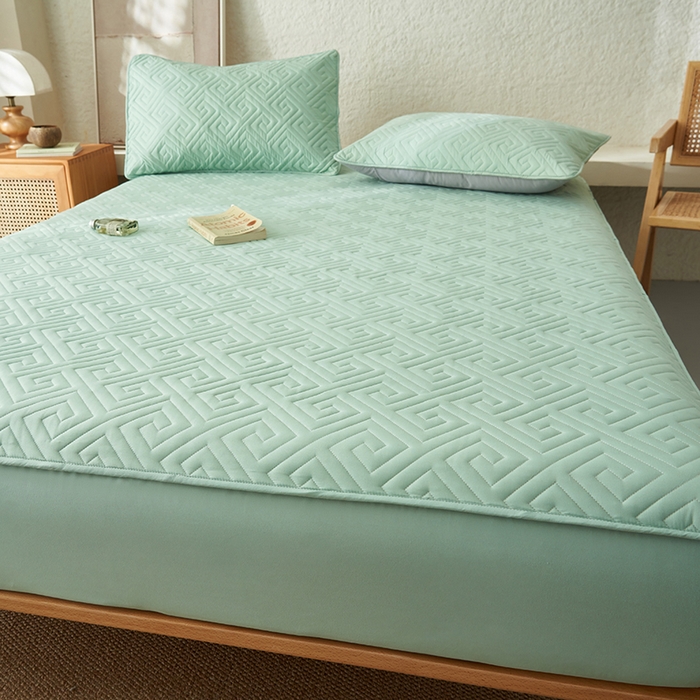 91家纺网 家纺一手货源 找家纺 （总）鑫琪莱家纺 2025新款水洗棉绗绣夹棉床笠