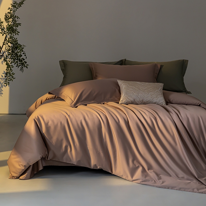 91家纺网 家纺一手货源 找家纺 轩和 2024新款70支埃及匹马棉纯色四件套床笠床单款5个尺寸不断货 山茶色