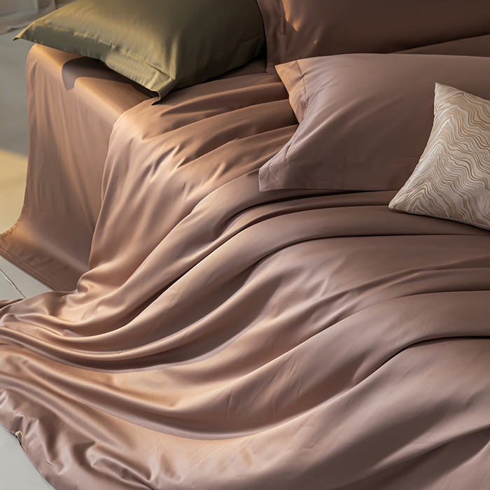 91家纺网 家纺一手货源 找家纺 轩和 2024新款70支埃及匹马棉纯色四件套床笠床单款5个尺寸不断货 山茶色