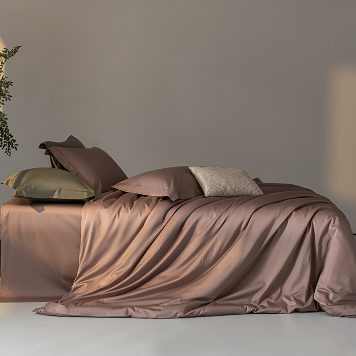 91家纺网 家纺一手货源 找家纺 轩和 2024新款70支埃及匹马棉纯色四件套床笠床单款5个尺寸不断货 山茶色