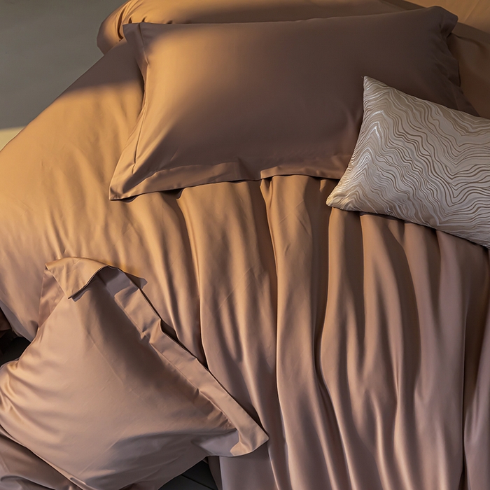 91家纺网 家纺一手货源 找家纺 轩和 2024新款70支埃及匹马棉纯色四件套床笠床单款5个尺寸不断货 山茶色