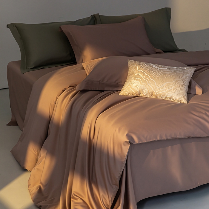 91家纺网 家纺一手货源 找家纺 轩和 2024新款70支埃及匹马棉纯色四件套床笠床单款5个尺寸不断货 山茶色