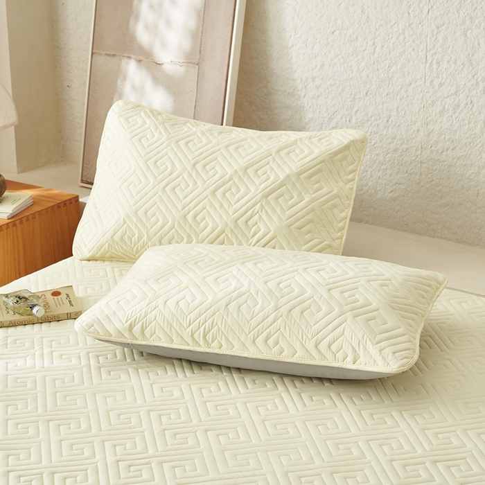 91家纺网 家纺一手货源 找家纺 鑫琪莱家纺 2026新款水洗棉绗绣夹棉床笠 夹棉床笠-柠檬黄