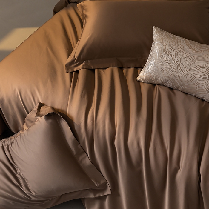 91家纺网 家纺一手货源 找家纺 轩和 2024新款70支埃及匹马棉纯色四件套床笠床单款5个尺寸不断货 谷香棕