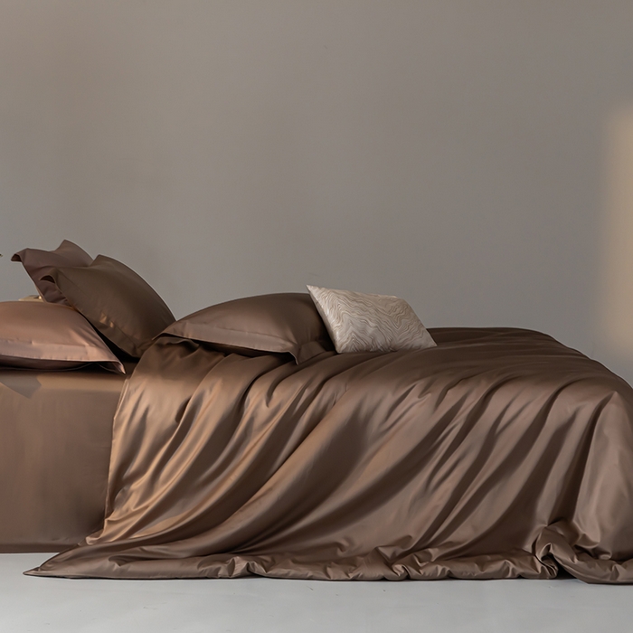 91家纺网 家纺一手货源 找家纺 轩和 2024新款70支埃及匹马棉纯色四件套床笠床单款5个尺寸不断货 谷香棕