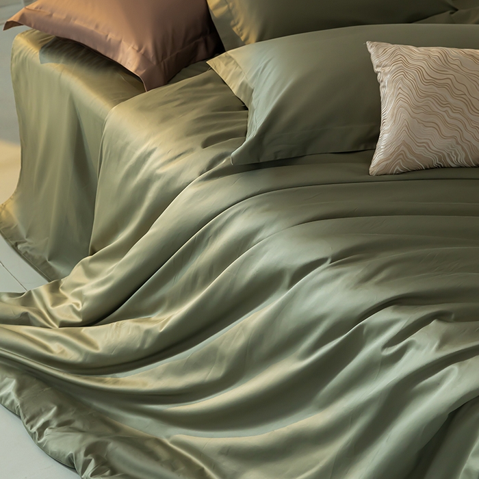 91家纺网 家纺一手货源 找家纺 轩和 2024新款70支埃及匹马棉纯色四件套床笠床单款5个尺寸不断货 迷雾绿