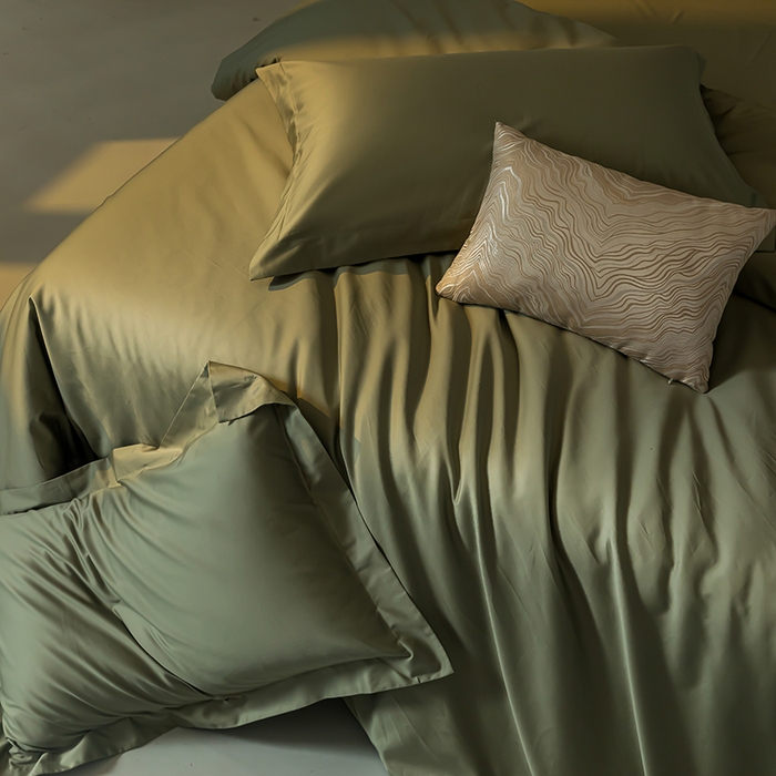 91家纺网 家纺一手货源 找家纺 轩和 2024新款70支埃及匹马棉纯色四件套床笠床单款5个尺寸不断货 迷雾绿