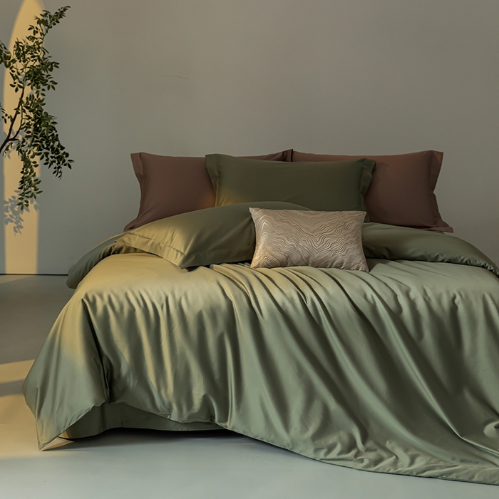 91家纺网 家纺一手货源 找家纺 轩和 2024新款70支埃及匹马棉纯色四件套床笠床单款5个尺寸不断货 迷雾绿