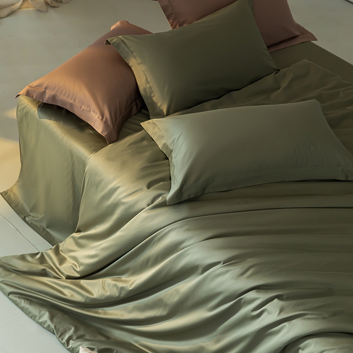 91家纺网 家纺一手货源 找家纺 轩和 2024新款70支埃及匹马棉纯色四件套床笠床单款5个尺寸不断货 迷雾绿