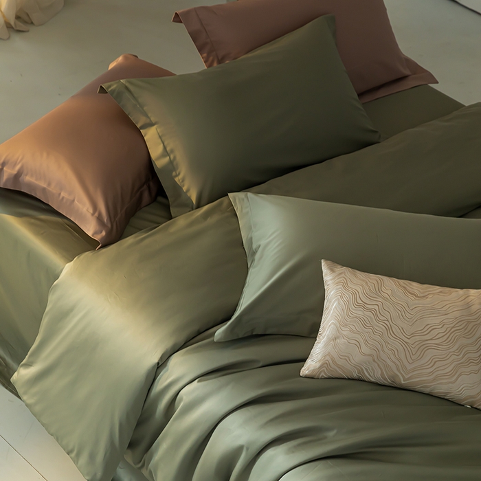 91家纺网 家纺一手货源 找家纺 轩和 2024新款70支埃及匹马棉纯色四件套床笠床单款5个尺寸不断货 迷雾绿
