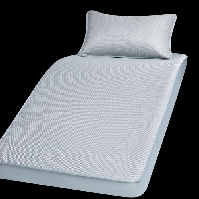 91家纺网 家纺一手货源 找家纺 （总）爱思凯家纺 2025新款【学生】三明治水洗高密冰丝席-芳华床笠凉席（场景二）