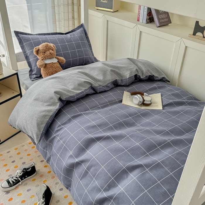 91家纺网 家纺一手货源 找家纺 （总）鑫宇 2025新款磨毛130g加厚学生宿舍三件套床单床笠款学生上下铺六件套