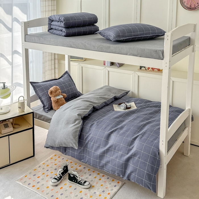 91家纺网 家纺一手货源 找家纺 （总）鑫宇 2025新款磨毛130g加厚学生宿舍三件套床单床笠款学生上下铺六件套