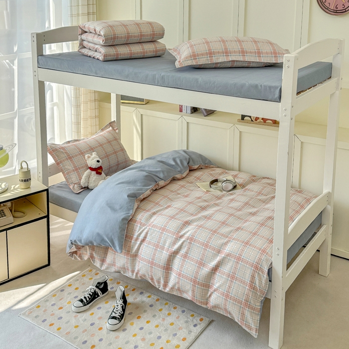 91家纺网 家纺一手货源 找家纺 （总）鑫宇 2025新款磨毛130g加厚学生宿舍三件套床单床笠款学生上下铺六件套