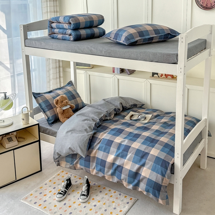 91家纺网 家纺一手货源 找家纺 （总）鑫宇 2025新款磨毛130g加厚学生宿舍三件套床单床笠款学生上下铺六件套