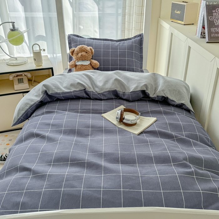 91家纺网 家纺一手货源 找家纺 鑫宇 2025新款磨毛130g加厚学生宿舍三件套床单床笠款学生上下铺六件套 安格利