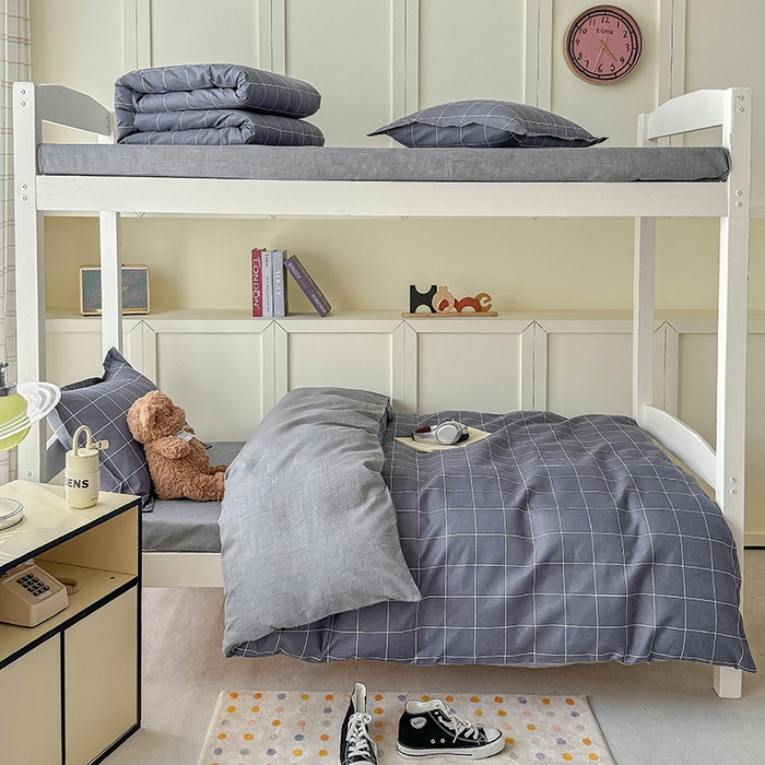 91家纺网 家纺一手货源 找家纺 鑫宇 2025新款磨毛130g加厚学生宿舍三件套床单床笠款学生上下铺六件套 安格利