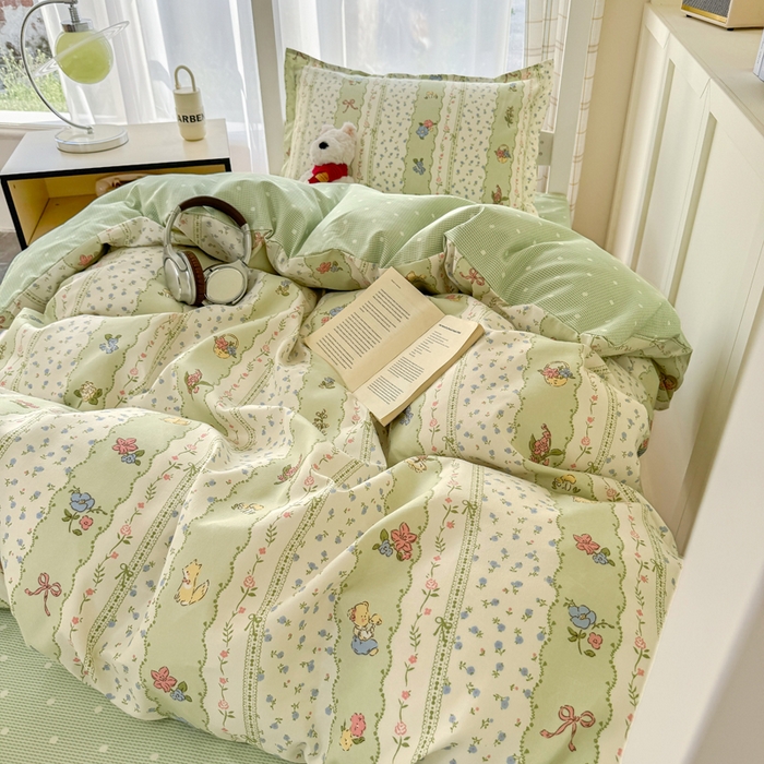 91家纺网 家纺一手货源 找家纺 鑫宇 2025新款磨毛130g加厚学生宿舍三件套床单床笠款学生上下铺六件套 采薇