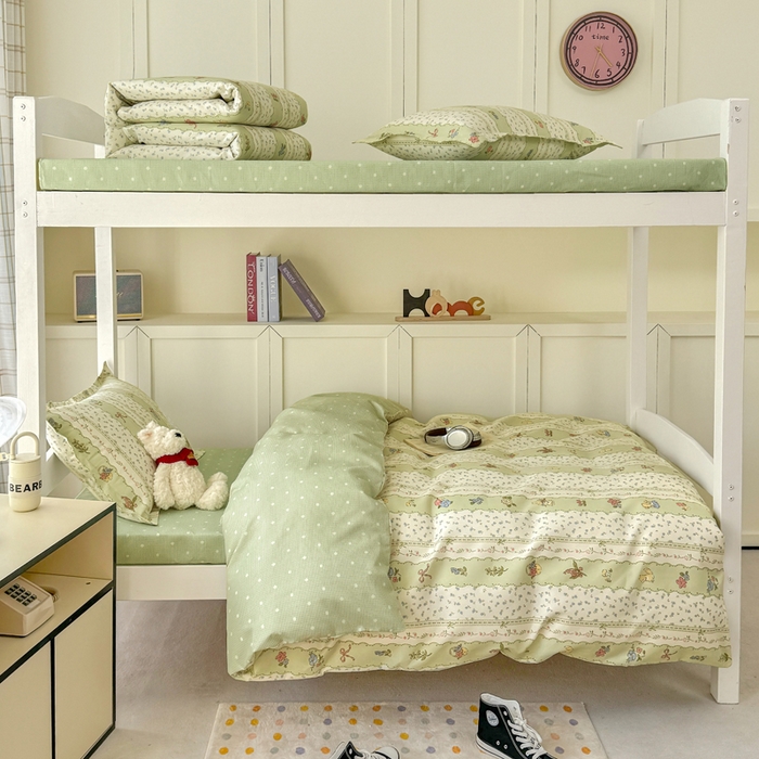 91家纺网 家纺一手货源 找家纺 鑫宇 2025新款磨毛130g加厚学生宿舍三件套床单床笠款学生上下铺六件套 采薇