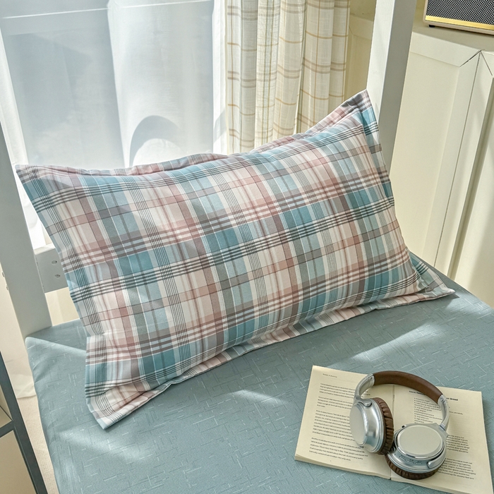 91家纺网 家纺一手货源 找家纺 鑫宇 2025新款磨毛130g加厚学生宿舍三件套床单床笠款学生上下铺六件套 彩绘格