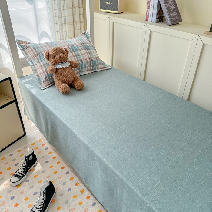 91家纺网 家纺一手货源 找家纺 鑫宇 2025新款磨毛130g加厚学生宿舍三件套床单床笠款学生上下铺六件套 彩绘格