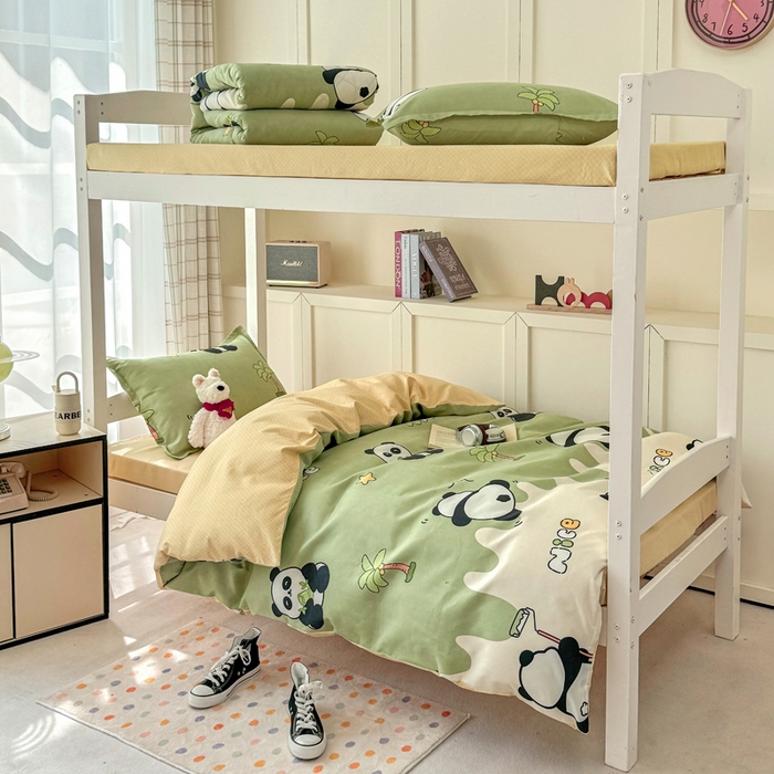 鑫宇 2025新款磨毛130g加厚学生宿舍三件套床单床笠款学生上下铺六件套 活力熊猫