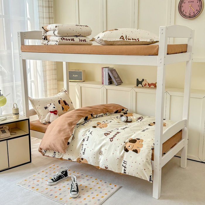 鑫宇 2025新款磨毛130g加厚学生宿舍三件套床单床笠款学生上下铺六件套 家有萌宠