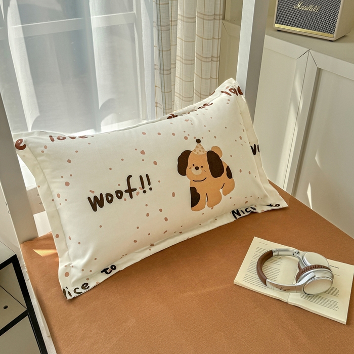 91家纺网 家纺一手货源 找家纺 鑫宇 2025新款磨毛130g加厚学生宿舍三件套床单床笠款学生上下铺六件套 家有萌宠