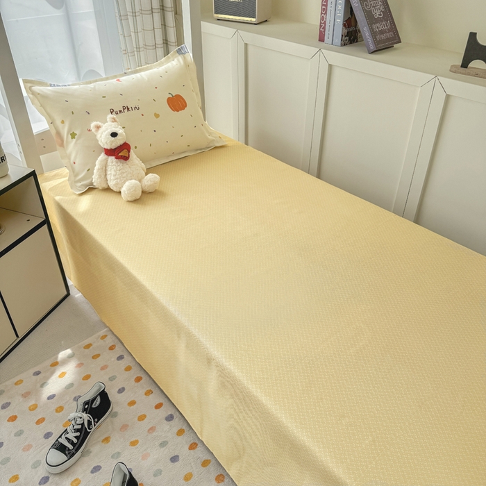 91家纺网 家纺一手货源 找家纺 鑫宇 2025新款磨毛130g加厚学生宿舍三件套床单床笠款学生上下铺六件套 南瓜园