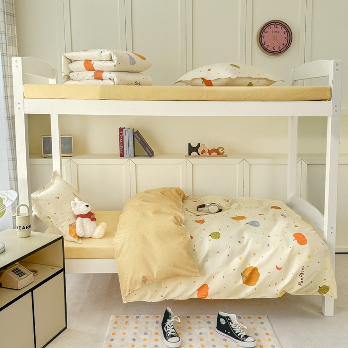 91家纺网 家纺一手货源 找家纺 鑫宇 2025新款磨毛130g加厚学生宿舍三件套床单床笠款学生上下铺六件套 南瓜园