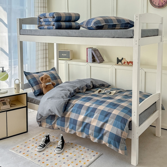 鑫宇 2025新款磨毛130g加厚学生宿舍三件套床单床笠款学生上下铺六件套 千趣格