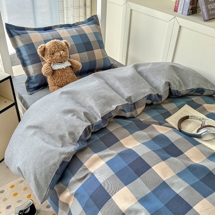 91家纺网 家纺一手货源 找家纺 鑫宇 2025新款磨毛130g加厚学生宿舍三件套床单床笠款学生上下铺六件套 千趣格