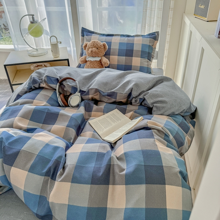 91家纺网 家纺一手货源 找家纺 鑫宇 2025新款磨毛130g加厚学生宿舍三件套床单床笠款学生上下铺六件套 千趣格