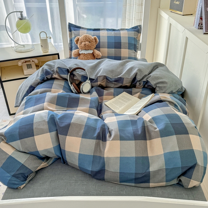 91家纺网 家纺一手货源 找家纺 鑫宇 2025新款磨毛130g加厚学生宿舍三件套床单床笠款学生上下铺六件套 千趣格