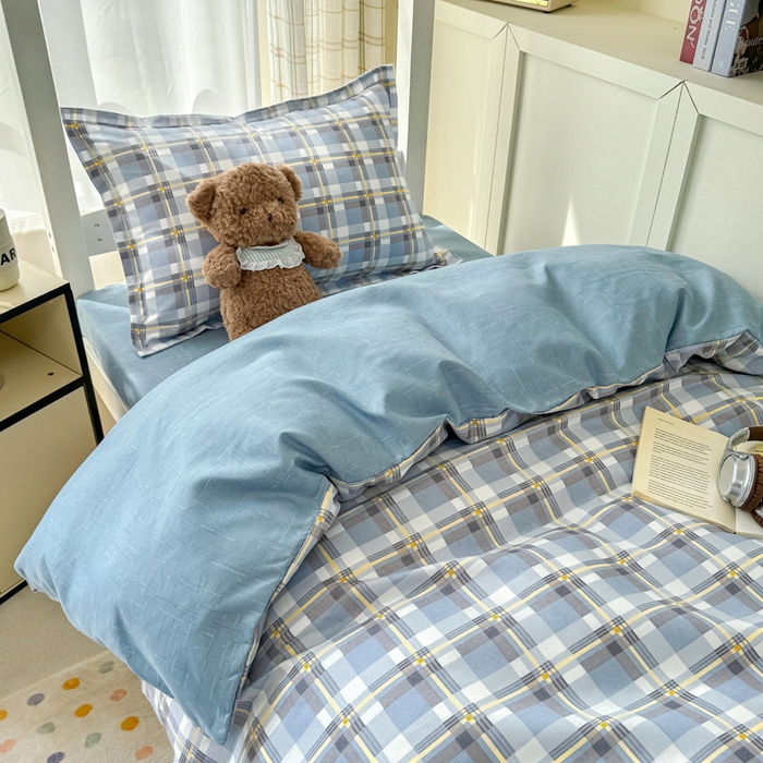 91家纺网 家纺一手货源 找家纺 鑫宇 2025新款磨毛130g加厚学生宿舍三件套床单床笠款学生上下铺六件套 亚里士