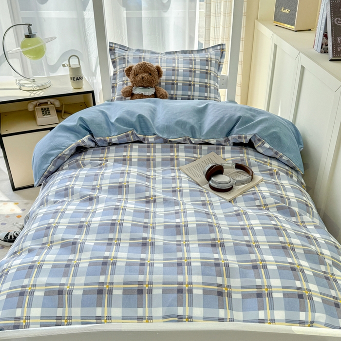 91家纺网 家纺一手货源 找家纺 鑫宇 2025新款磨毛130g加厚学生宿舍三件套床单床笠款学生上下铺六件套 亚里士