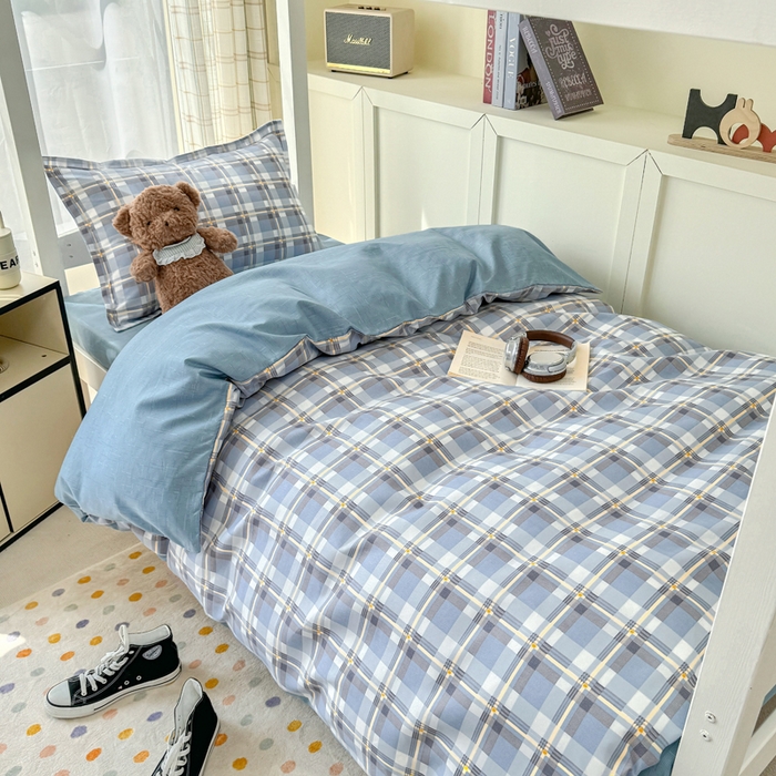 91家纺网 家纺一手货源 找家纺 鑫宇 2025新款磨毛130g加厚学生宿舍三件套床单床笠款学生上下铺六件套 亚里士