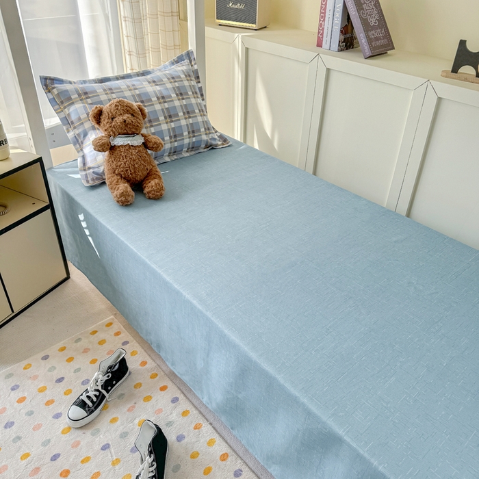 91家纺网 家纺一手货源 找家纺 鑫宇 2025新款磨毛130g加厚学生宿舍三件套床单床笠款学生上下铺六件套 亚里士