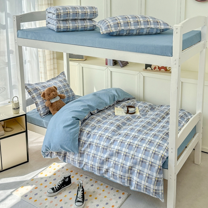 91家纺网 家纺一手货源 找家纺 鑫宇 2025新款磨毛130g加厚学生宿舍三件套床单床笠款学生上下铺六件套 亚里士