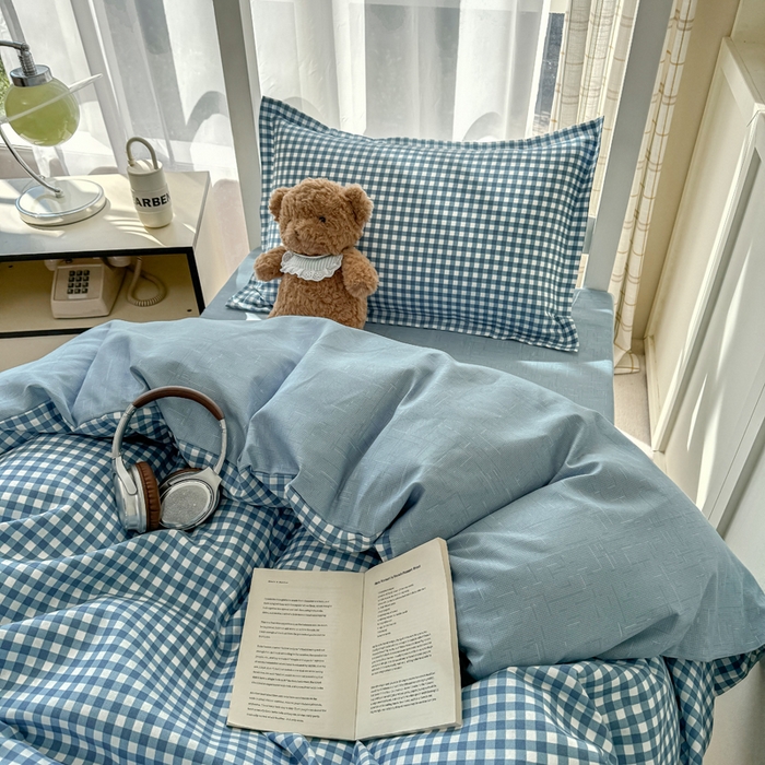 91家纺网 家纺一手货源 找家纺 鑫宇 2025新款磨毛130g加厚学生宿舍三件套床单床笠款学生上下铺六件套 优格