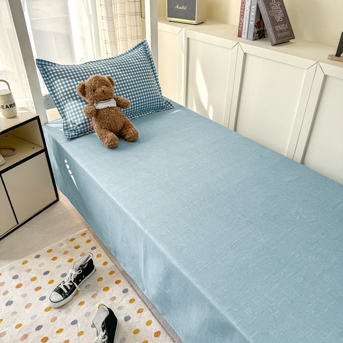 91家纺网 家纺一手货源 找家纺 鑫宇 2025新款磨毛130g加厚学生宿舍三件套床单床笠款学生上下铺六件套 优格