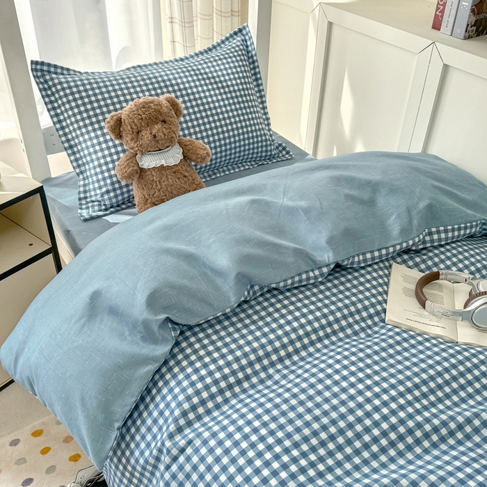 91家纺网 家纺一手货源 找家纺 鑫宇 2025新款磨毛130g加厚学生宿舍三件套床单床笠款学生上下铺六件套 优格