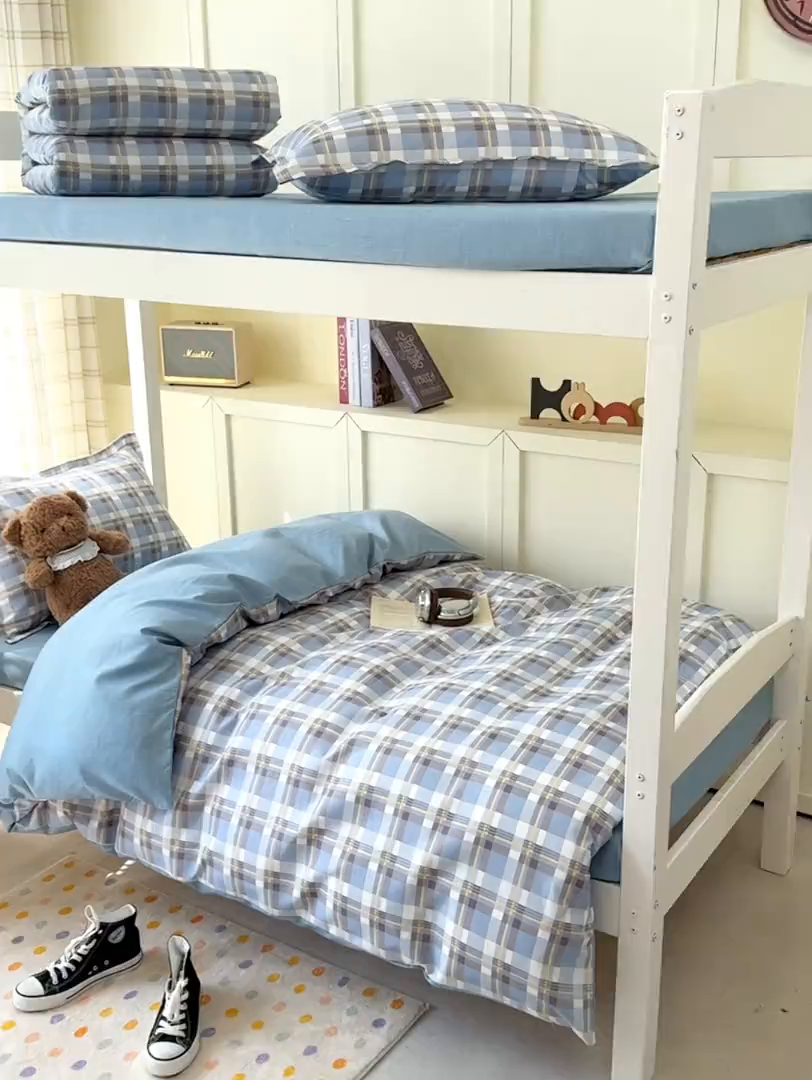 91家纺网 家纺一手货源 找家纺 鑫宇 2025新款磨毛130g加厚学生宿舍三件套床单床笠款学生上下铺六件套 亚里士