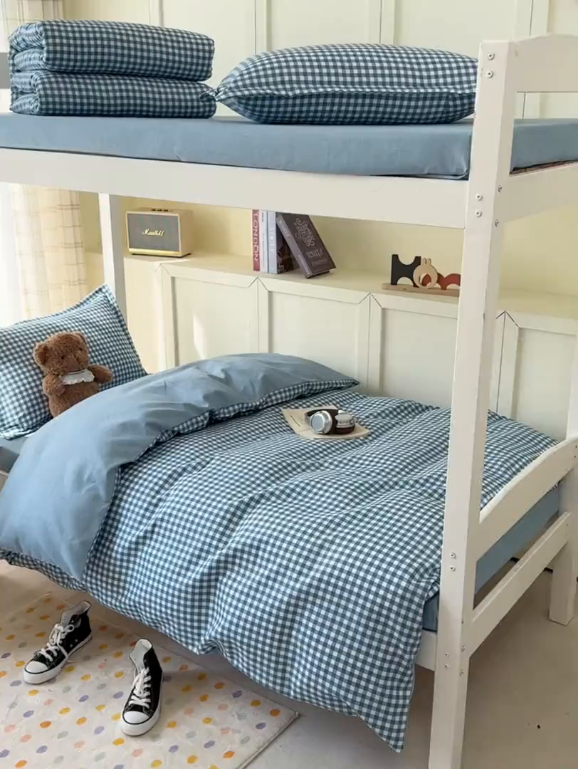 91家纺网 家纺一手货源 找家纺 鑫宇 2025新款磨毛130g加厚学生宿舍三件套床单床笠款学生上下铺六件套 优格